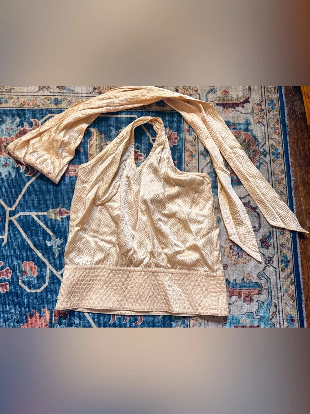 Vintage Tory Burch Silk Halter Top | Cream Knot Camisole | Sz 2